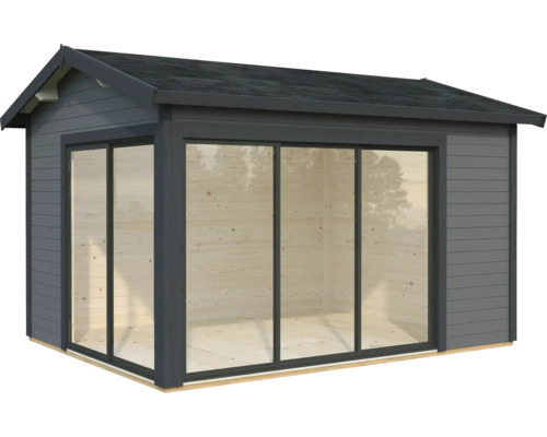 Abri de jardin Palmako Amanda 11,2 m² Slide Plus avec plancher 434 x 340 cm gris foncé-anthracite