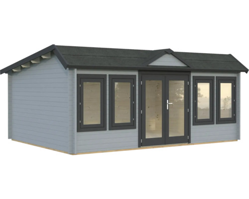 Gartenhaus Palmako Claudia Pent 19,4 m² inkl. Fussboden 578 x 425 cm hellgrau-anthrazit
