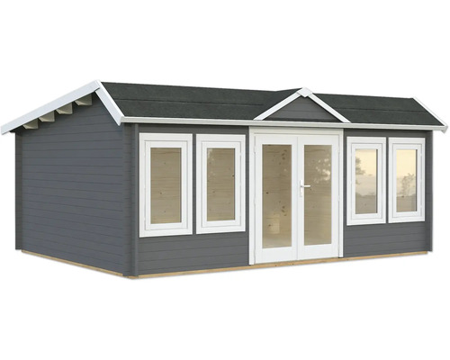 Abri de jardin Palmako Claudia Pent 19,4 m² avec plancher 578 x 425 cm gris foncé blanc