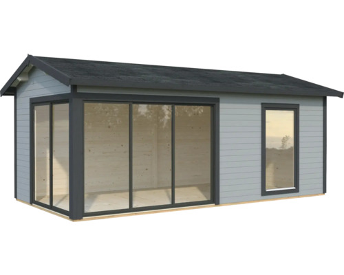 Abri de jardin Palmako Amanda 17,1 m² Slide avec plancher 639 x 340 cm gris clair-anthracite