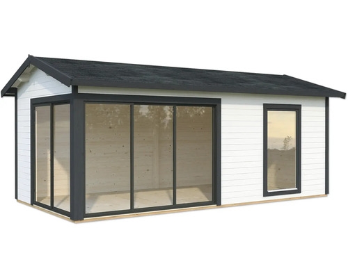 Abri de jardin Palmako Amanda 17,1 m² Slide Plus avec plancher 639 x 340 cm blanc-anthracite Abri de jardin Palmako Amanda 17,1 m² Slide Plus avec plancher 639 x 340 cm blanc-anthracite