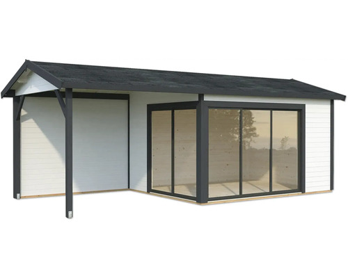 Abri de jardin Palmako Amanda 11,2+7,8 m² Slide Plus avec plancher 712 x 340 cm blanc-anthracite Abri de jardin Palmako Amanda 11,2+7,8 m² Slide Plus avec plancher 712 x 340 cm blanc-anthracite