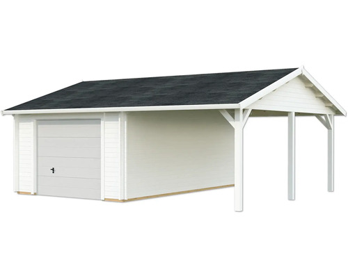 Garage simple Palmako Roger 19,0+16,2m² mit Sektionaltor 703 x 619 cm blanc