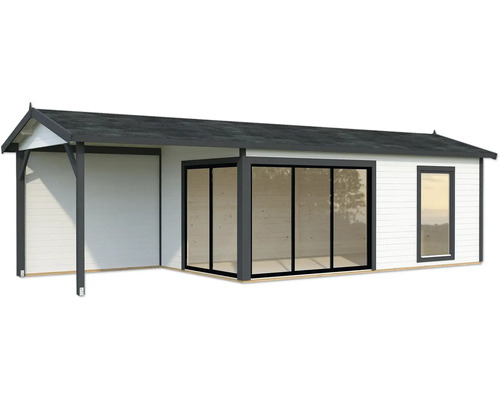 Abri de jardin Palmako Amanda 17,1+7,8 m² Slide avec plancher 917 x 340 cm blanc-anthracite Abri de jardin Palmako Amanda 17,1+7,8 m² Slide avec plancher 917 x 340 cm blanc-anthracite