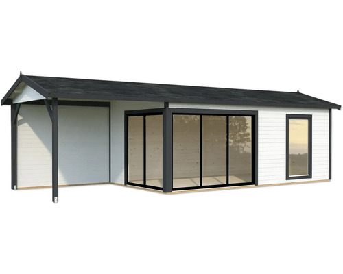 Abri de jardin Palmako Amanda 17,1+7,8 m² Slide Plus avec plancher 917 x 340 cm blanc-anthracite Abri de jardin Palmako Amanda 17,1+7,8 m² Slide Plus avec plancher 917 x 340 cm blanc-anthracite