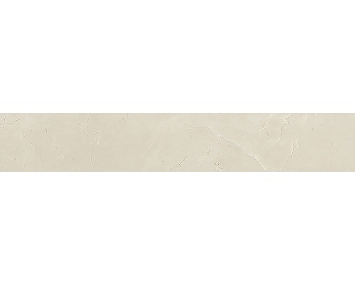 Sockelfliese Living cream poliert beige 10x60 cm Helle, matte Bodenfliese mit Marmoroptik.