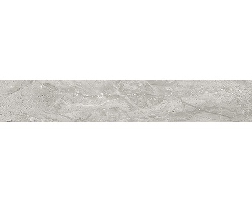 Sockelfliese Sicilia Grigio poliert grau 10x60 cm Fliese mit Marmorstruktur