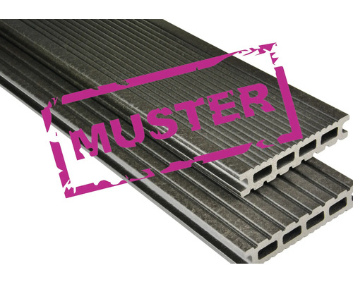 Échantillon de lame de terrasse Konsta en bois composite Futura profilé à chambre creuse mat 26x145 mm (au mètre à partir de 1,00 m jusqu'à 6,00 m max.) Échantillon de lames de terrasse en WPC avec profilé à chambre creuse