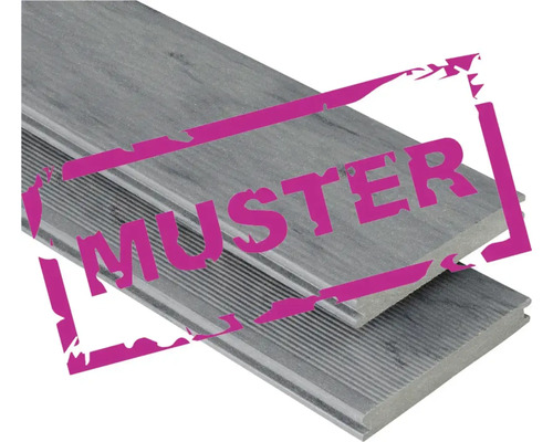 Échantillon de lame de terrasse en bois composite Konsta Masivo profilé plein mat 20x145 mm (au mètre à partir de 1,00 m jusqu'à 6,00 m max.) chêne fumé gris foncé Échantillon de lames de terrasse