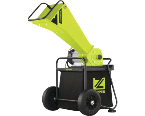Broyeur de jardin avec roues et bac de récupération