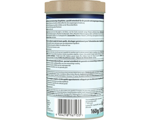 Etikett einer Dose mit Fischfutter von Tetra