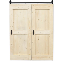 Double porte de grange en bois avec ferrures de porte coulissante
