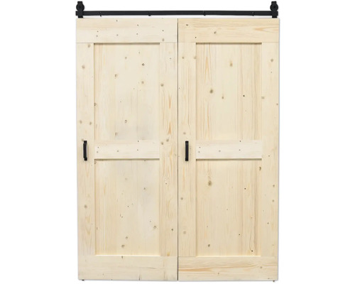 Double porte de grange en bois avec ferrures de porte coulissante