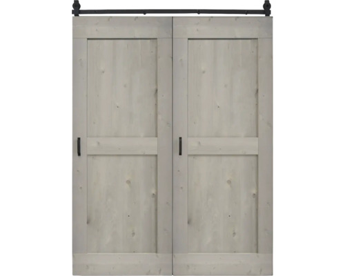Double porte coulissante en bois avec ferrures