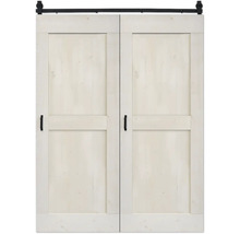 Double porte coulissante en bois avec ferrures