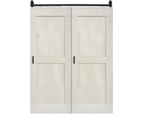 Double porte coulissante en bois avec ferrures