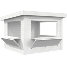 Weisses Holz Gartenhaus mit Klapptheken