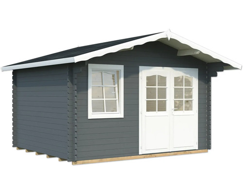 Gartenhaus Palmako Emma 10,4 m² inkl. Fussboden 426 x 380 cm dunkelgrau-weiss Gartenhaus mit Fenster und Doppeltür
