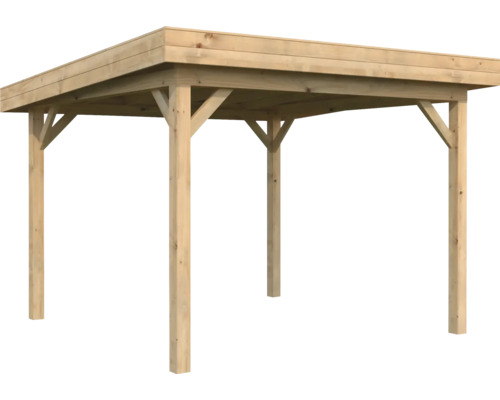 Pavillon Palmako Lenna 8,3 m² 300 x 300 cm tauchimprägniert braun Holzcarport mit Flachdach