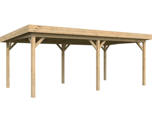 Pavillon Palmako Lenna 16,6 m² 588 x 300 mm tauchimprägniert braun Holzcarport mit Flachdach für den Aussenbereich