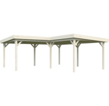 Holzcarport mit Flachdach und mehreren Pfosten