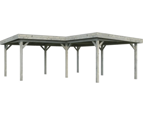 Pavillon Palmako Lenna 16,6 m² 588 x 588 cm tauchimprägniert grau Holzcarport mit Flachdach