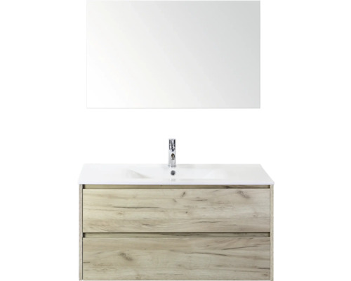 Meuble-lavabo avec miroir et deux tiroirs