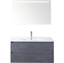 Ensemble de meubles de salle de bains avec meuble sous-lavabo, lavabo et miroir