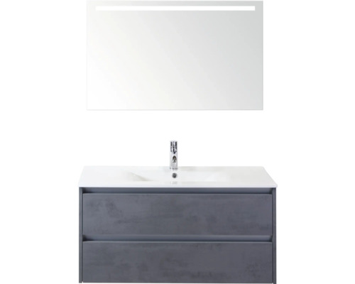 Ensemble de meubles de salle de bains avec meuble sous-lavabo, lavabo et miroir