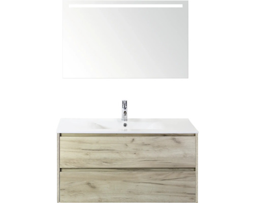 Combinaison de lavabo avec miroir et deux tiroirs