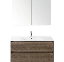 Meuble-lavabo avec miroir, lavabo et deux tiroirs