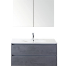 Meuble-lavabo avec deux tiroirs, lavabo et armoire de toilette