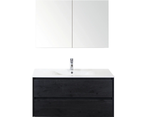 Ensemble meuble-lavabo avec armoire de toilette, lavabo, robinet et tiroirs