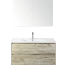 Meuble-lavabo avec meuble sous-vasque, miroir et robinet