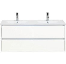 Meuble sous-lavabo avec deux lavabos et quatre tiroirs