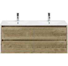 Meuble sous-lavabo avec deux lavabos et quatre tiroirs