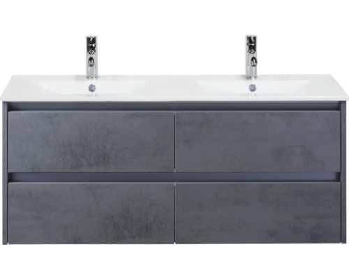 Meuble sous-vasque avec deux lavabos et quatre tiroirs