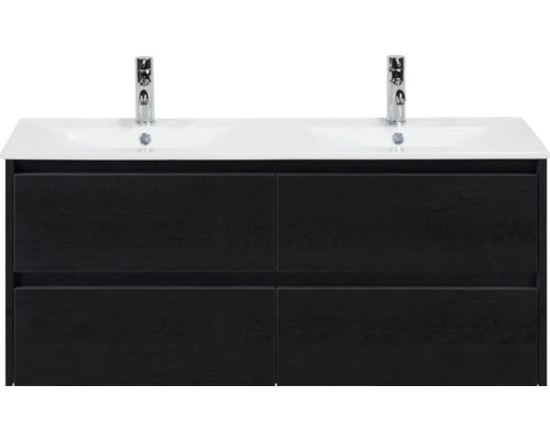 Meuble-lavabo avec deux vasques et quatre tiroirs