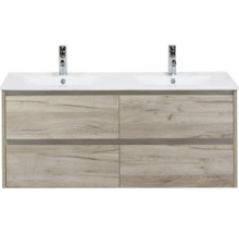 Meuble sous-lavabo avec deux lavabos et quatre tiroirs