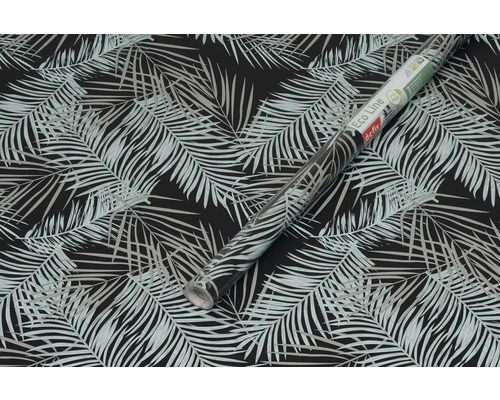 Dekorfolie mit Palmenmuster und aufgerollter Rolle