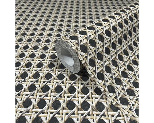 Rouleau de papier peint avec motif en rotin