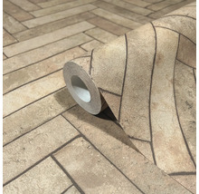 Tapetenrolle mit Steinmuster im Fischgrätmuster