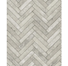 Papier peint clair aspect pierre avec motif à chevrons