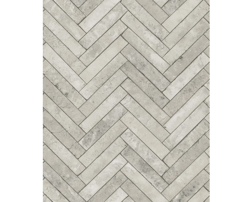 Papier peint clair aspect pierre avec motif à chevrons