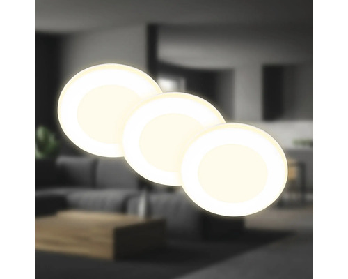 Éclairages à encastrer Gima 3 x LED 4,9 W blanc Trois luminaires LED ronds dans un salon