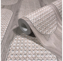 Rouleau de papier peint aspect rotin et bois