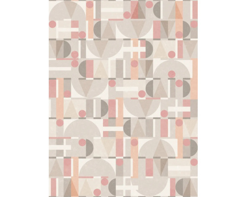 Tapete mit geometrischem Muster aus Kreisen, Dreiecken, Quadraten und Rechtecken