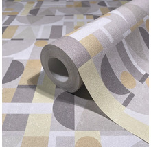 Rolle geometrischer Tapete mit Kreisen, Halbkreisen und Rechtecken