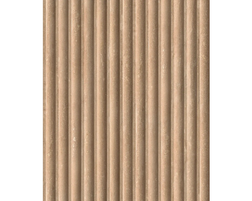 Vliestapete 81698 Leyla Streifen beige-braun Fliesenwand mit vertikalen Rippen