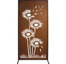 Brise-vue décoratif avec découpes de tournesols et d''herbe